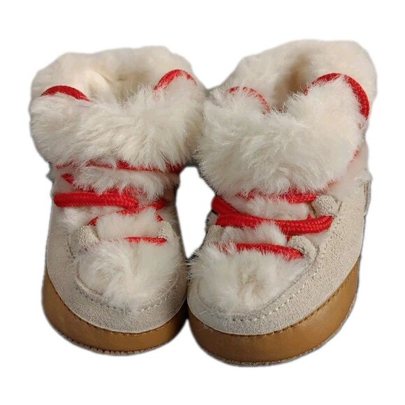 Baby Gap Sherpa Lined Apre Boots Booties Ivory Frost Size 8-12 Months Soft Sole - Picture 1 of 9